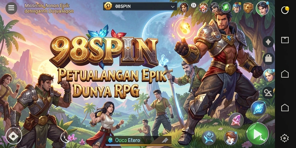 Screenshot menampilkan pertarungan epik dalam 98SPIN di dunia RPG.
