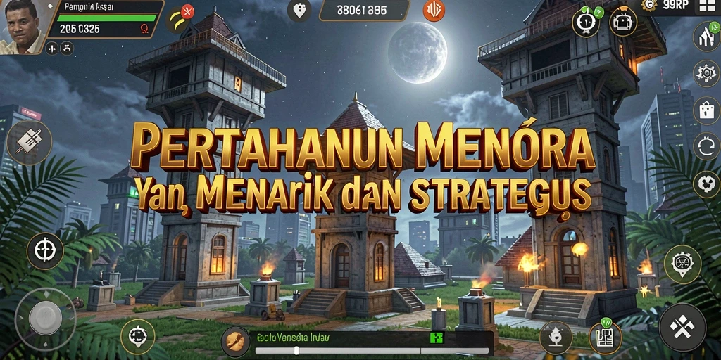 Screenshot gameplay 99RP menunjukkan menara yang apik dan pertempuran seru.