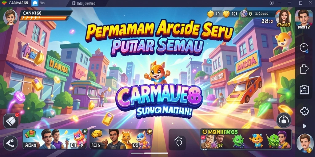Screenshot gameplay <strong>CANVA168</strong> yang menunjukkan aksi seru dalam level Arcade.