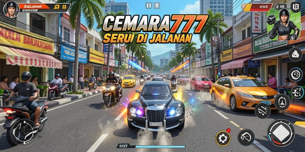 Tampilan gameplay balapan CEMARA777 yang mendebarkan dan penuh aksi.