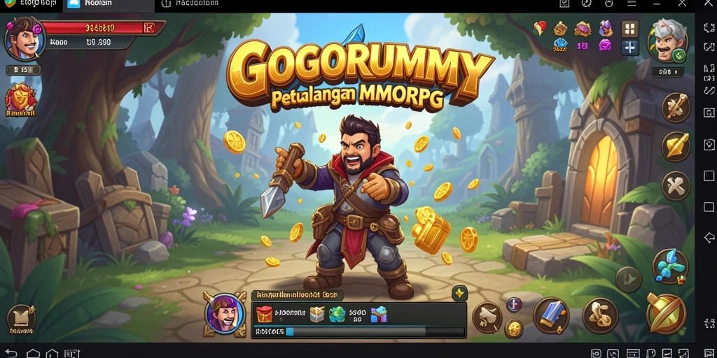 Tampilan gameplay GOGORUMMY yang menampilkan aksi seru di dunia fantasi.