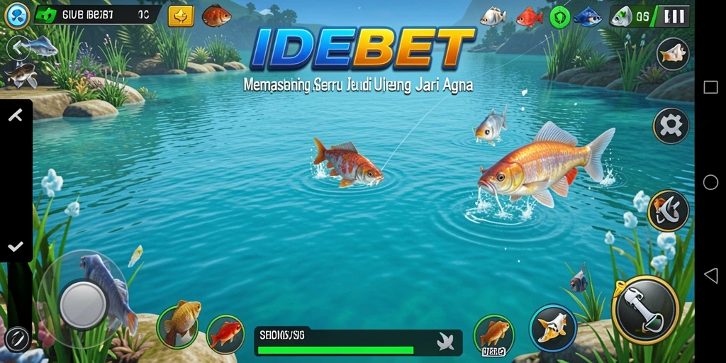 Tampilan gameplay IDEBET dengan aksi memancing yang seru.