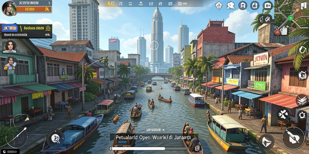 Screenshot utama JKTWIN menampilkan gameplay yang memukau di dunia Open World.