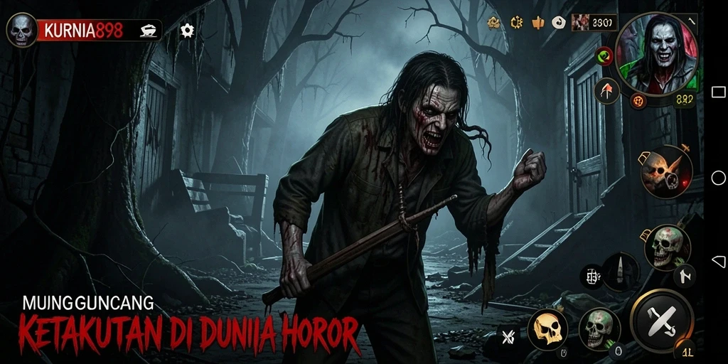 Tangkapan layar menampilkan suasana mencekam dalam gameplay KURNIA898.