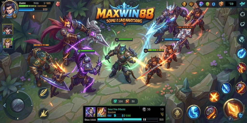 Tampilan gameplay seru dari MAXWIN88 di arena pertempuran.