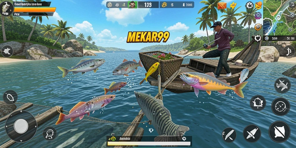 Tampilan gameplay seru menangkap ikan di MEKAR99.