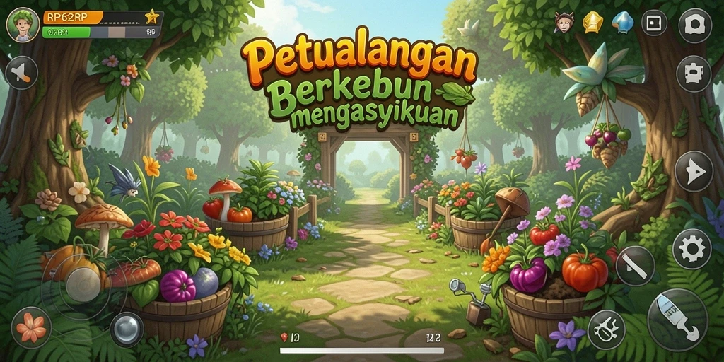 Screenshot gameplay RP62RP menunjukkan aktivitas berkebun yang seru dan interaktif.