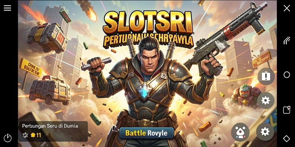 Tampilan gameplay seru di SLOTSRI dengan aksi Battle Royale yang mendebarkan.