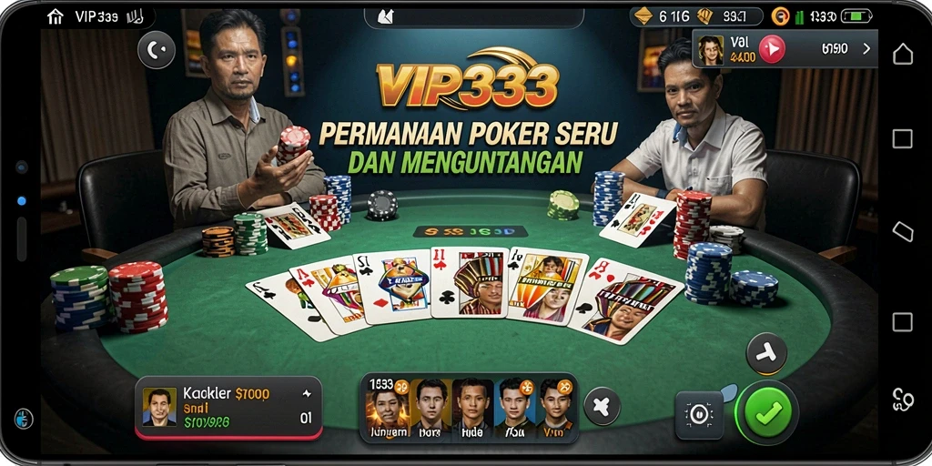 Tampilan gameplay poker yang seru dan kompetitif di VIP333.