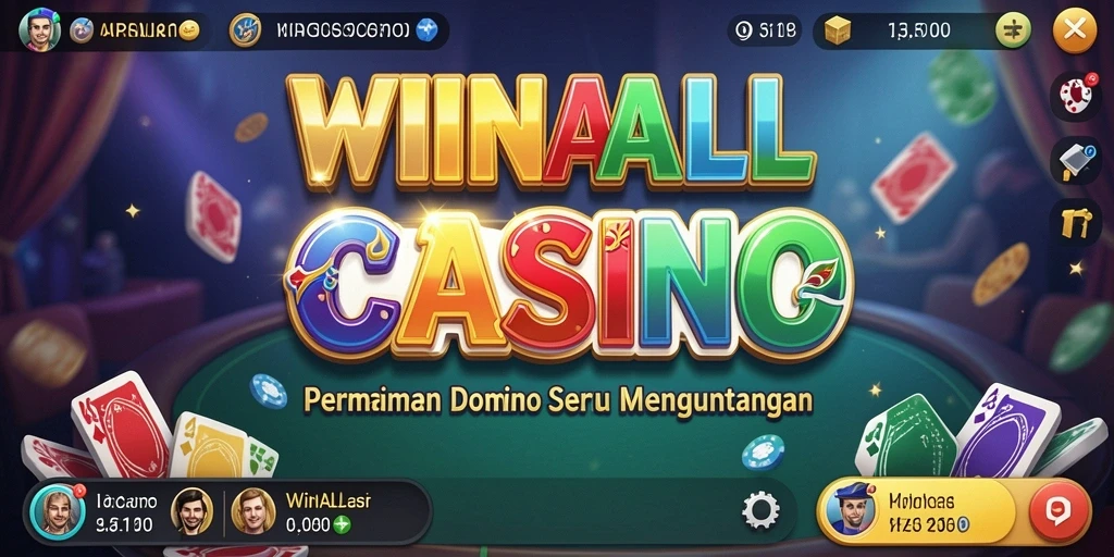 Screenshot gameplay WINALLCASINO dengan tampilan papan domino yang menarik.